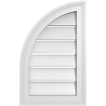 Ekena Millwork Quarter Round Top Left Surface Mount PVC Gable Vent w/ 2"W x 1-1/2"P Brickmould Frame, 14"W x 22"H GVPQL14X2202SF